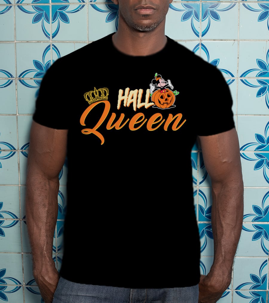 Hall Queen Crown Pumpkin Skeleton Halloween T-Shirt