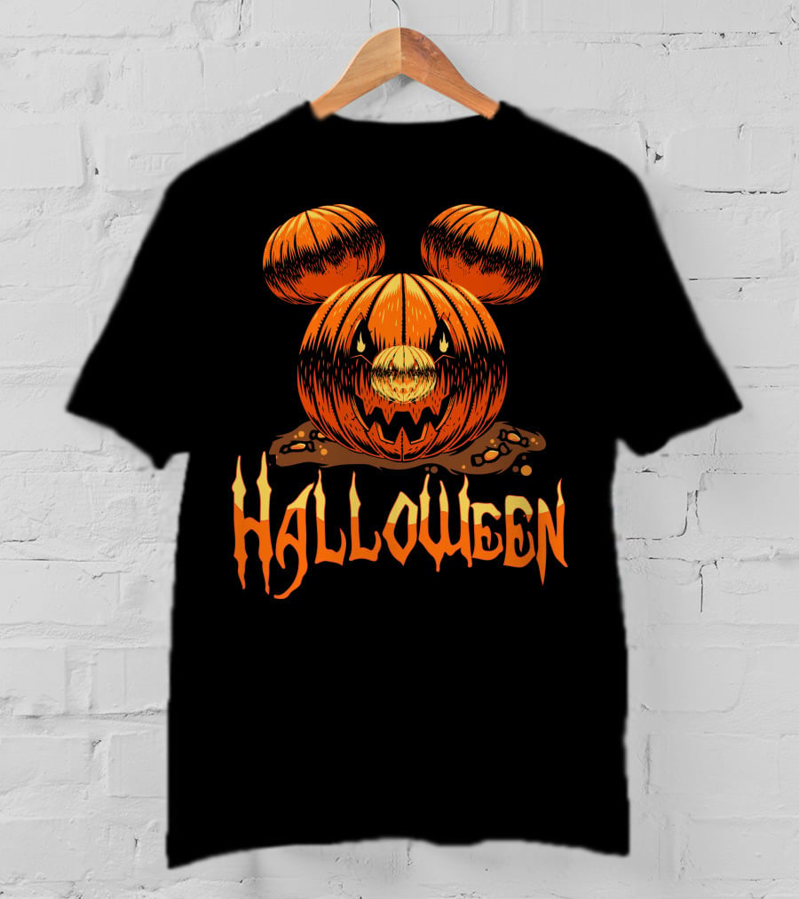 Halloween Pumpkin Mickey Ears T-Shirt