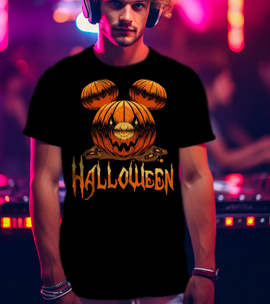 Halloween Pumpkin Mickey Ears T-Shirt