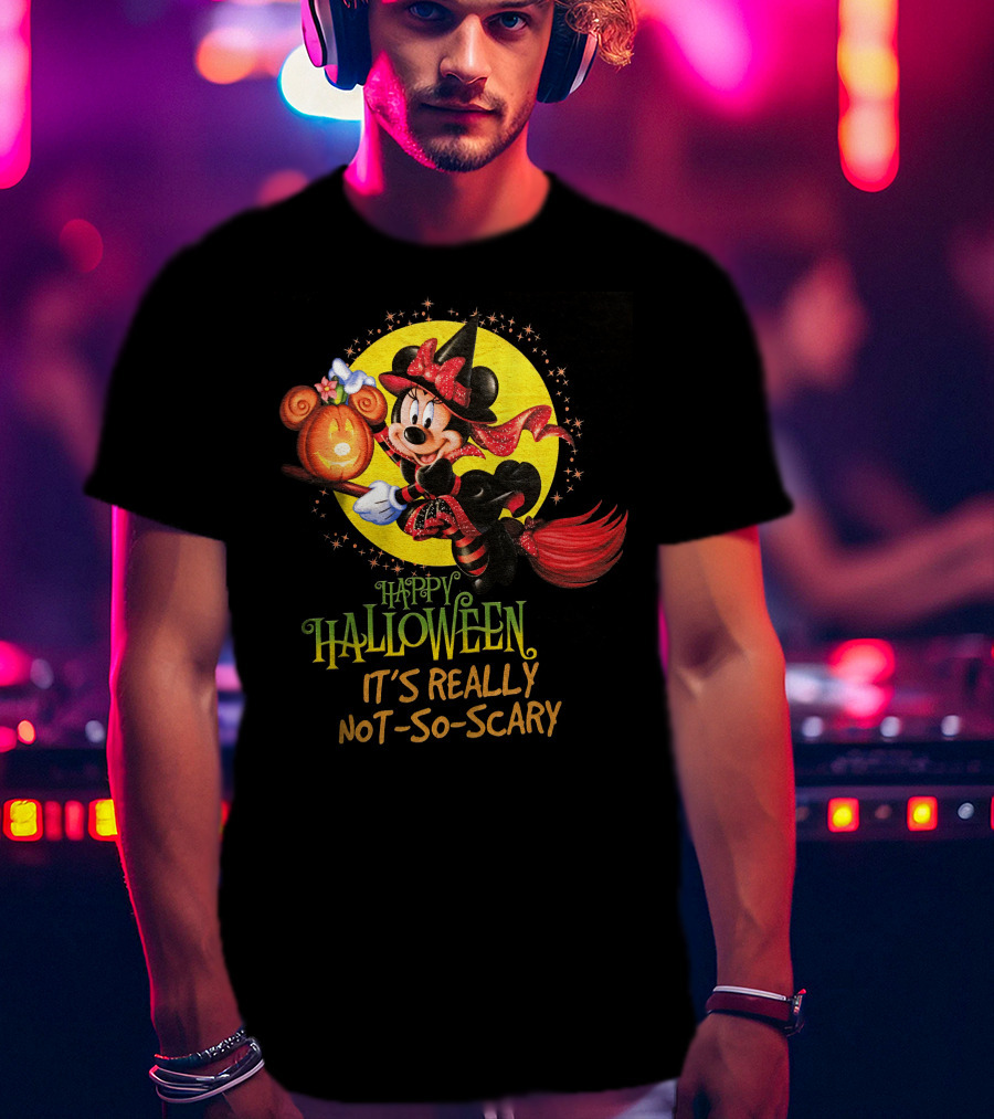 Happy Halloween It's Really Not-So-Scary Minnie Mouse Broomstick Potion Mickey Pumpkin T-Shirt