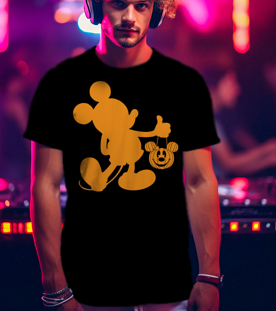 Mickey Mouse Halloween Pumpkin Silhouette T-Shirt