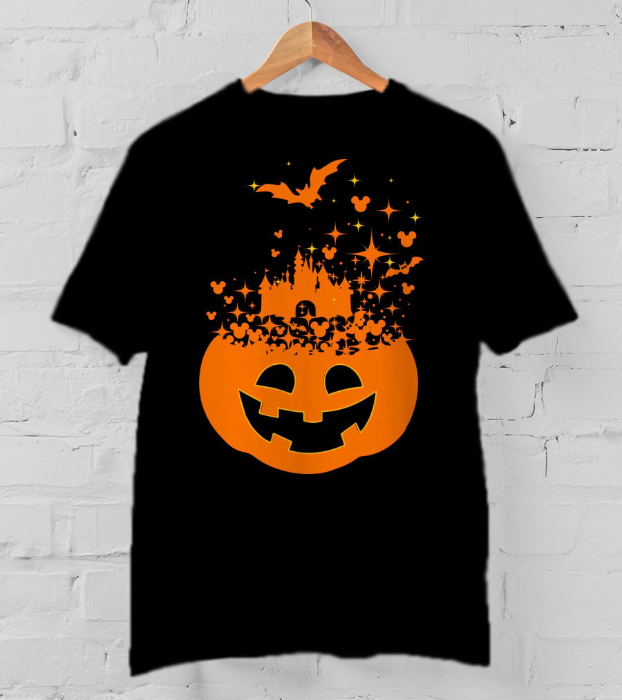 Halloween 74 Magic Pumpkin Castle And Mickey Bat Nightfall T-Shirt