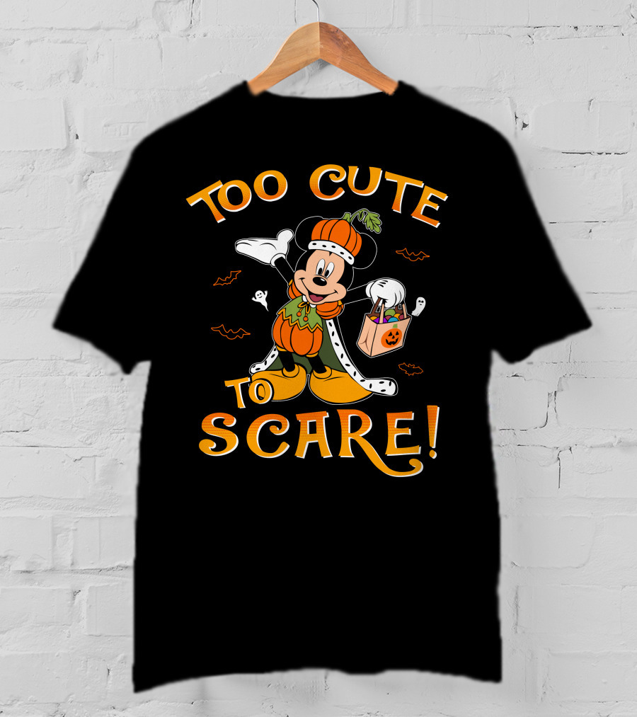 Too Cute To Scare Halloween 86 Mickey Pumpkin Costume Trick-Or-Treat T-Shirt