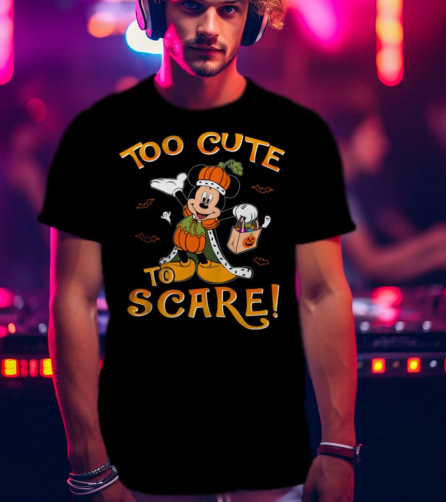 Too Cute To Scare Halloween 86 Mickey Pumpkin Costume Trick-Or-Treat T-Shirt