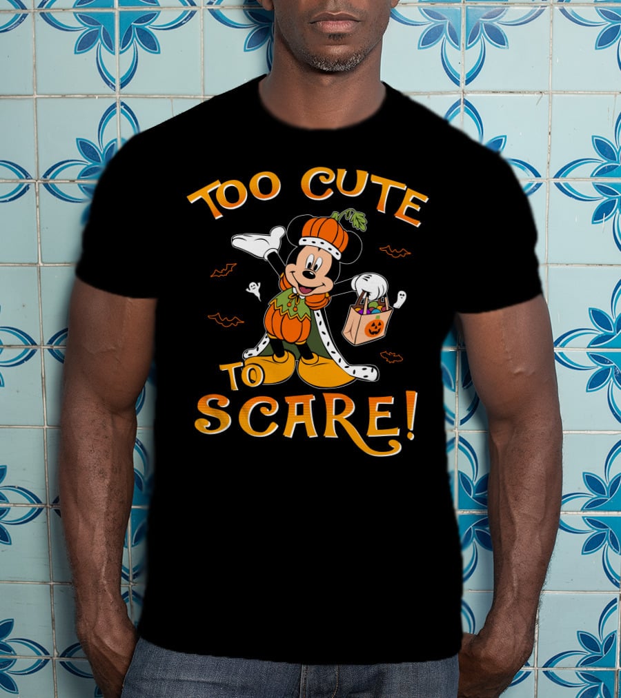 Too Cute To Scare Halloween 86 Mickey Pumpkin Costume Trick-Or-Treat T-Shirt