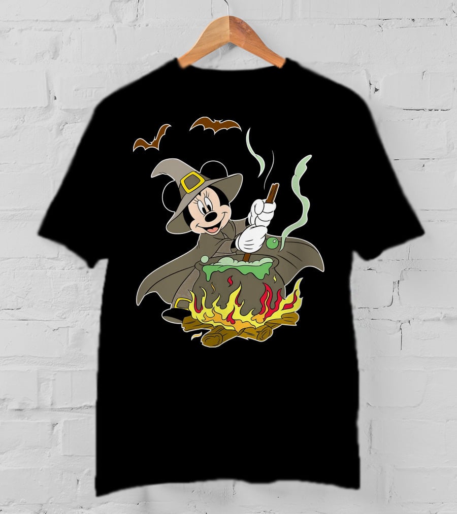 Halloween 92 Minnie Mouse Witch Cauldron And Bats T-Shirt