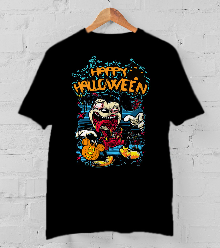Happy Halloween Spooky Cartoon Pumpkin Party T-Shirt