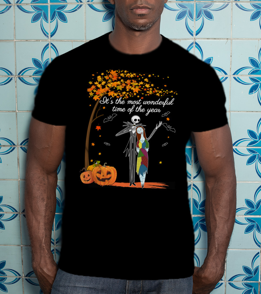 It's The Most Wonderful Time Of The Year Jack Pumpkins And Autumn Leaves T-Shirt