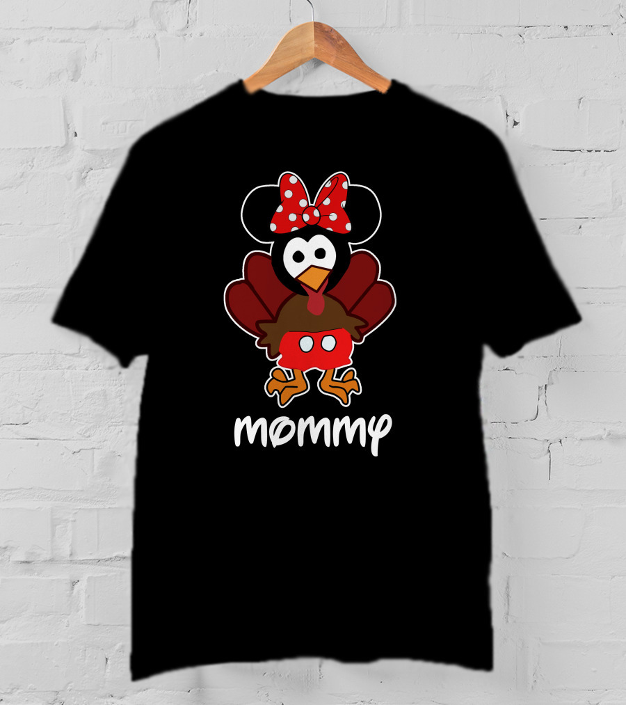 Mommy Thanksgiving 32 Turkey Mickey Mouse Ears Bow T-Shirt