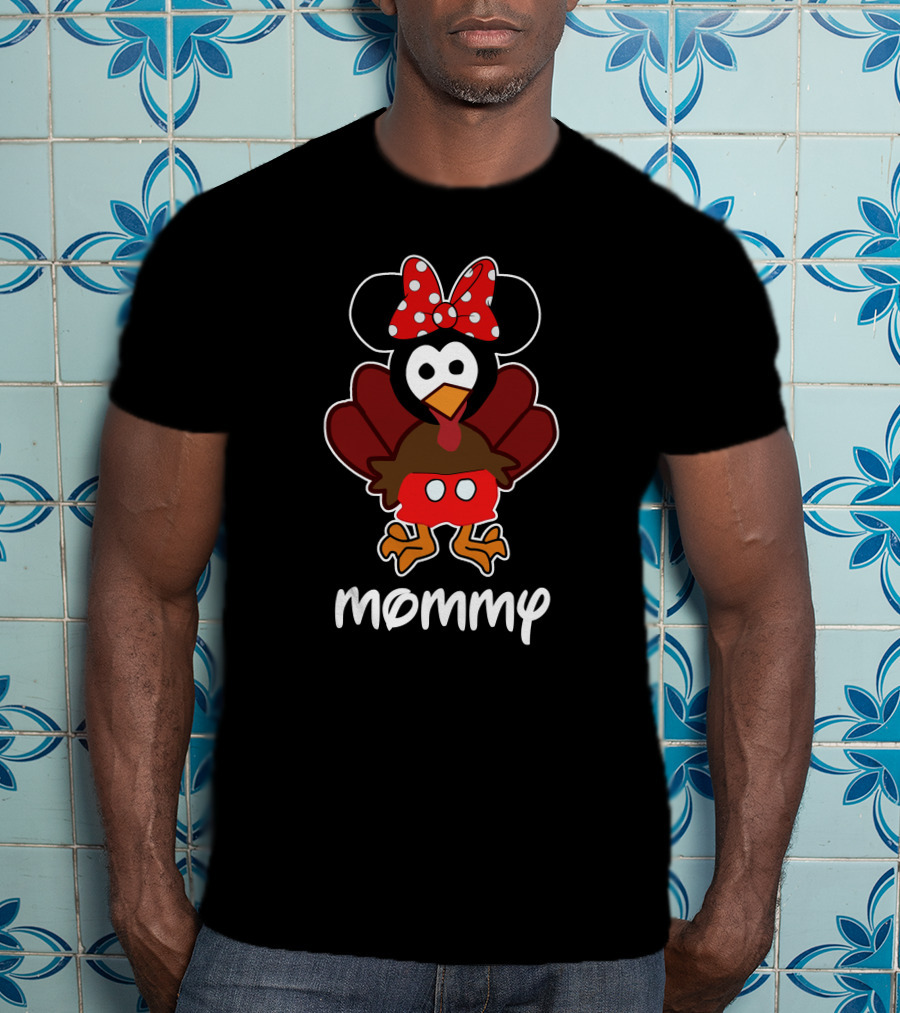 Mommy Thanksgiving 32 Turkey Mickey Mouse Ears Bow T-Shirt