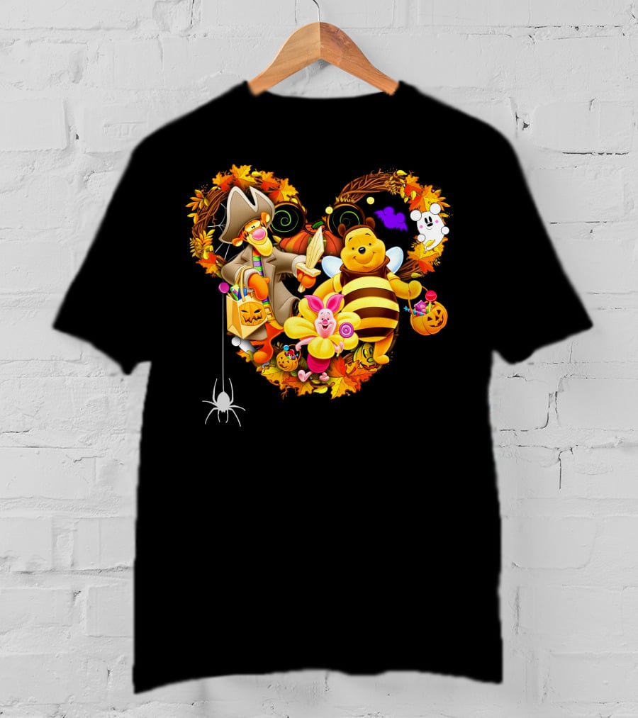 Winnie The Pooh Halloween Heart With Tigger And Piglet T-Shirt