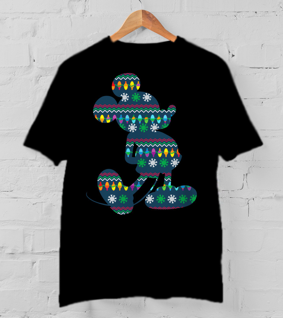 Merry Christmas 88 Disney Holiday Lights Mickey Mouse Snowflakes T-Shirt