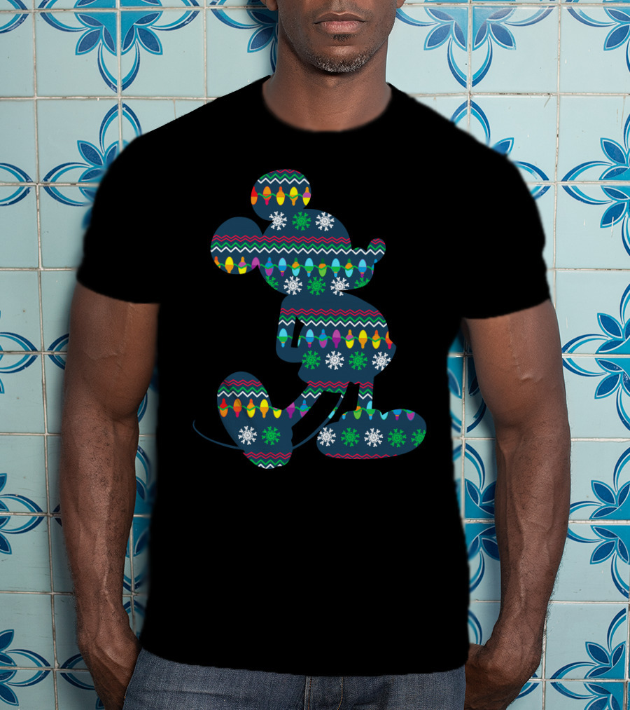 Merry Christmas 88 Disney Holiday Lights Mickey Mouse Snowflakes T-Shirt