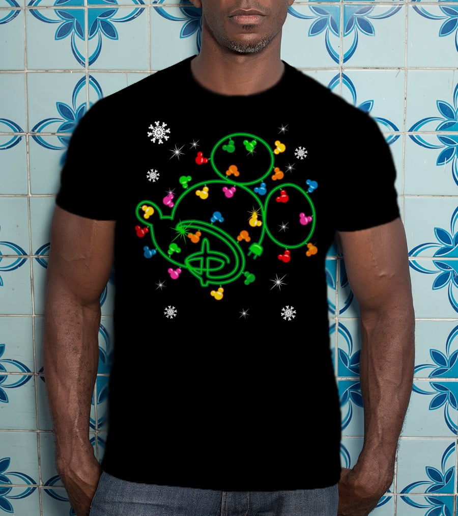 Merry Christmas 99 Lights Mickey Ears Snowflakes T-Shirt
