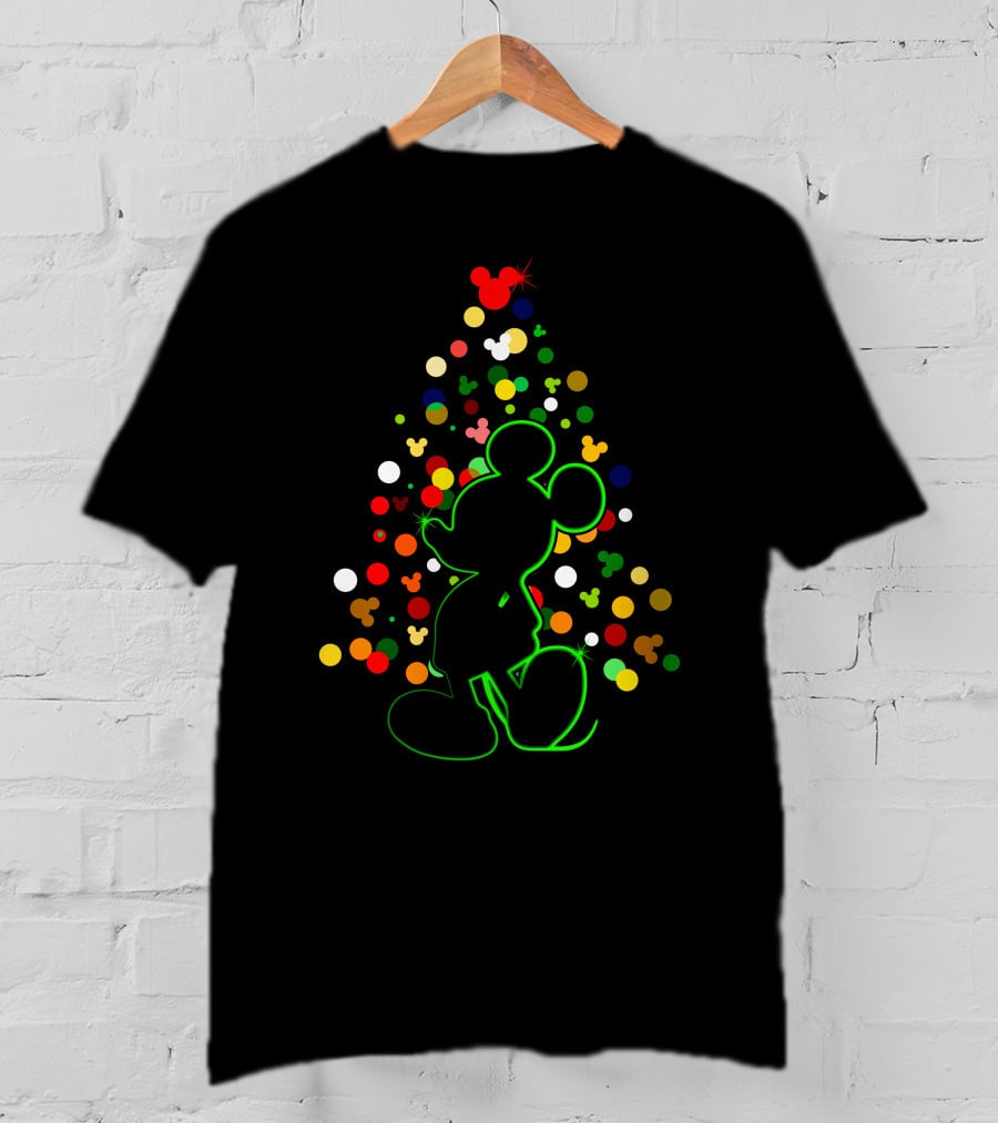 Merry Christmas 101 Mickey Tree Silhouette T-Shirt