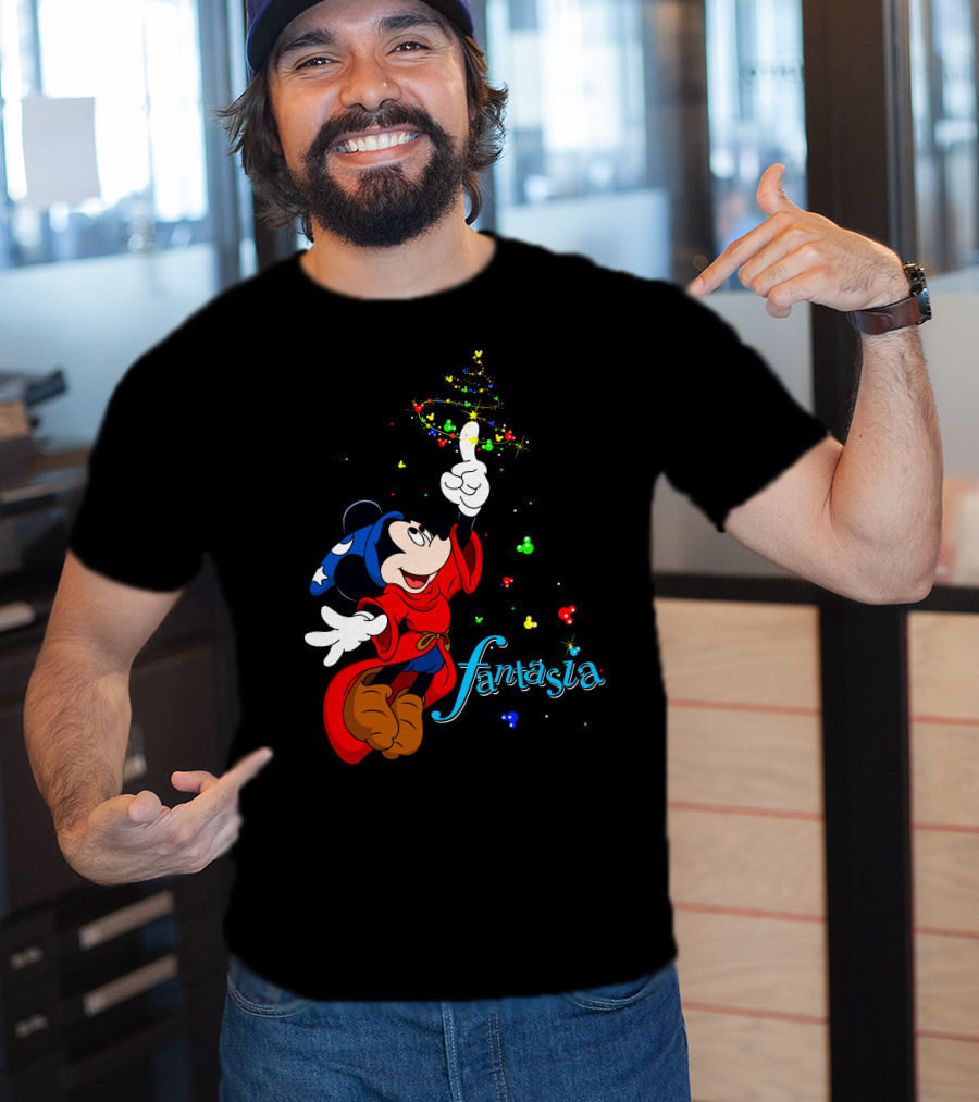 Fantasia Merry Christmas 110 Disney Mickey Mouse Sorcerer Iconic Classic T-Shirt