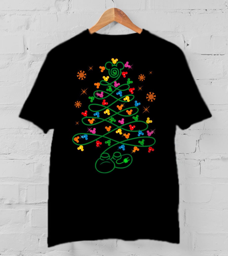 Merry Christmas 29 Mickey Mouse Ears Christmas Tree Lights T-Shirt