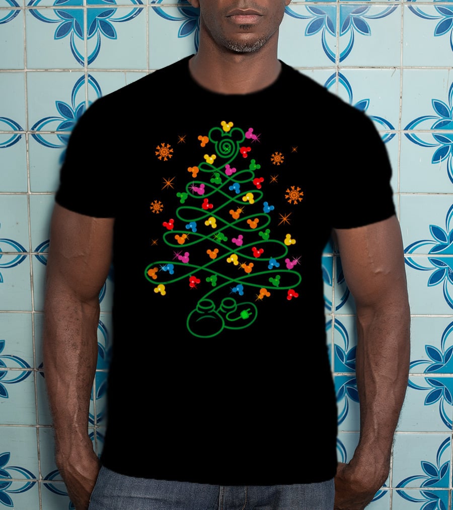 Merry Christmas 29 Mickey Mouse Ears Christmas Tree Lights T-Shirt