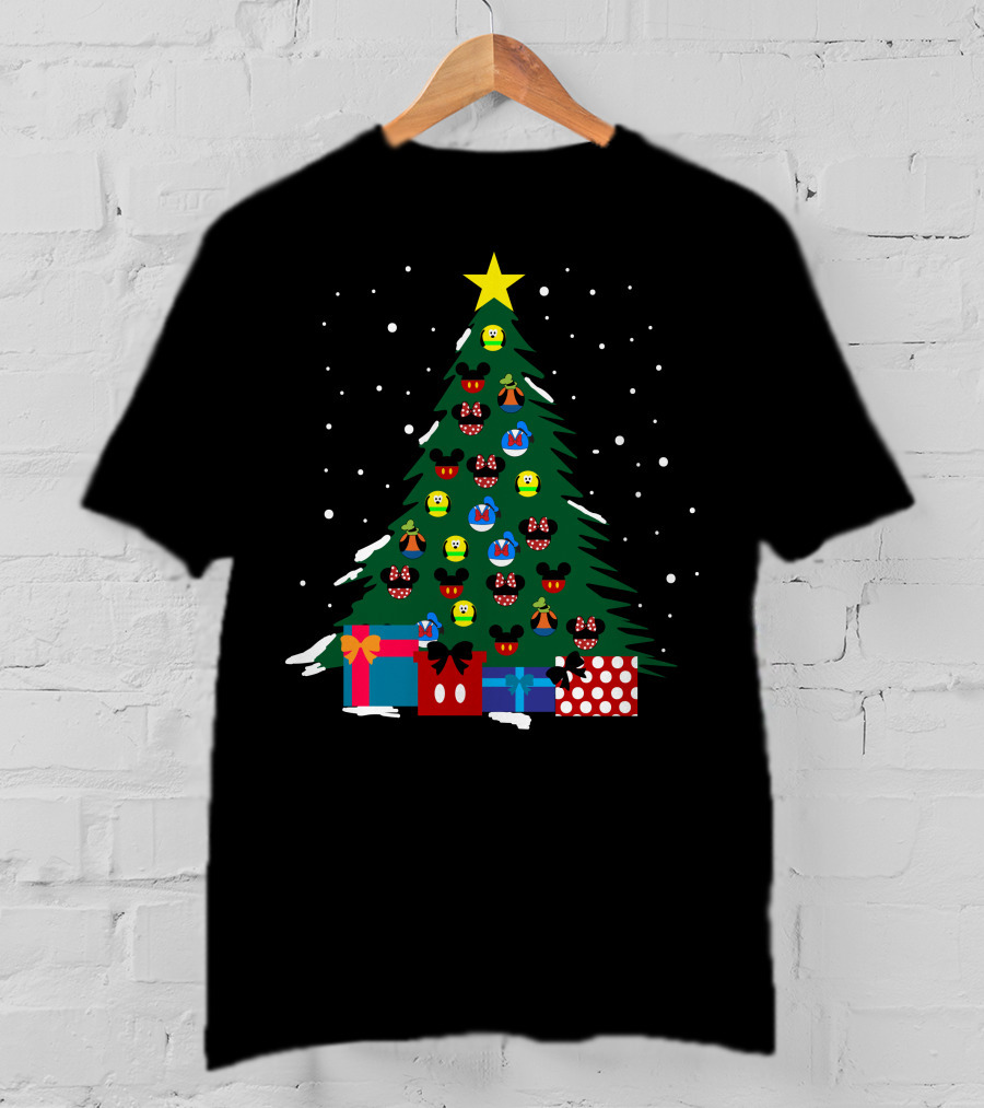 Merry Christmas 41 Disney Mickey Mouse Christmas Tree With Gift Boxes T-Shirt