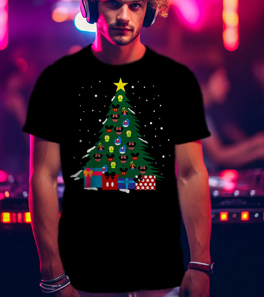 Merry Christmas 41 Disney Mickey Mouse Christmas Tree With Gift Boxes T-Shirt