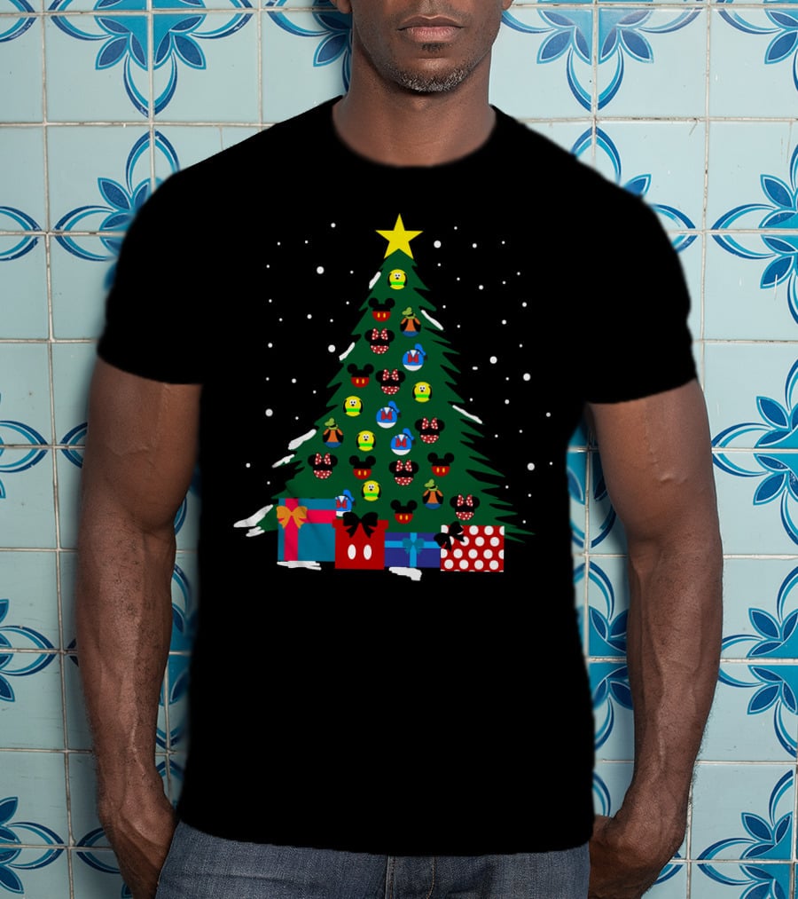 Merry Christmas 41 Disney Mickey Mouse Christmas Tree With Gift Boxes T-Shirt