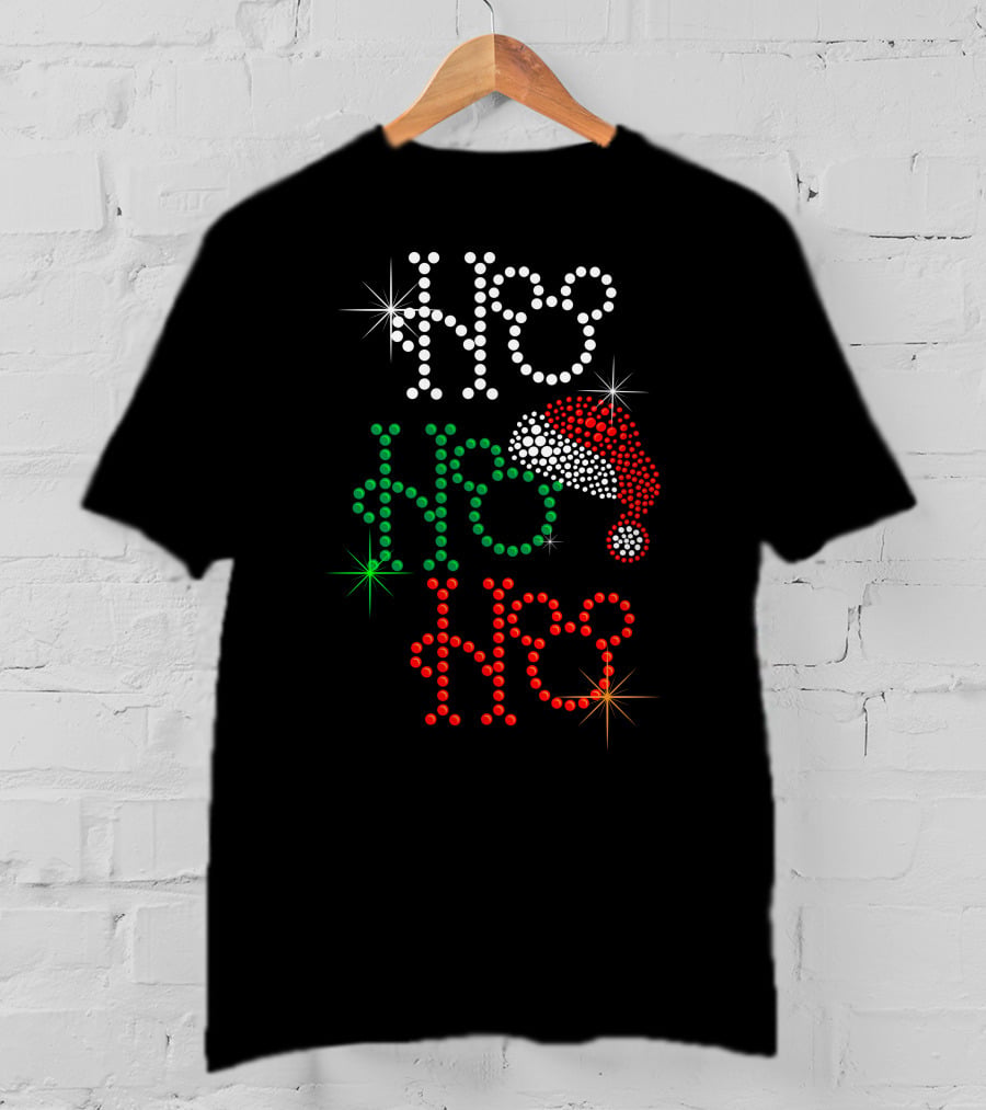 Merry Christmas 55 Ho Ho Ho Santa Hat Mickey Ears Holidots T-Shirt