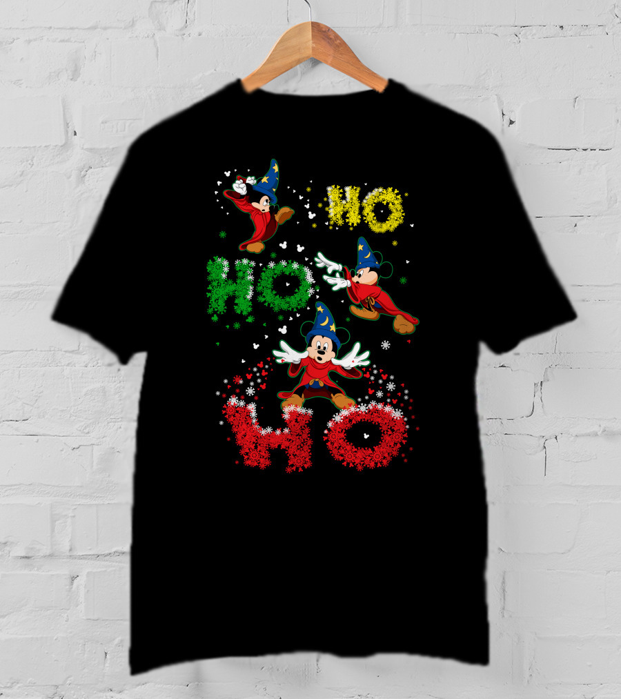 Merry Christmas 57 Mickey Mouse Fantasia Sorcerer's Apprentice Ho Ho Ho T-Shirt