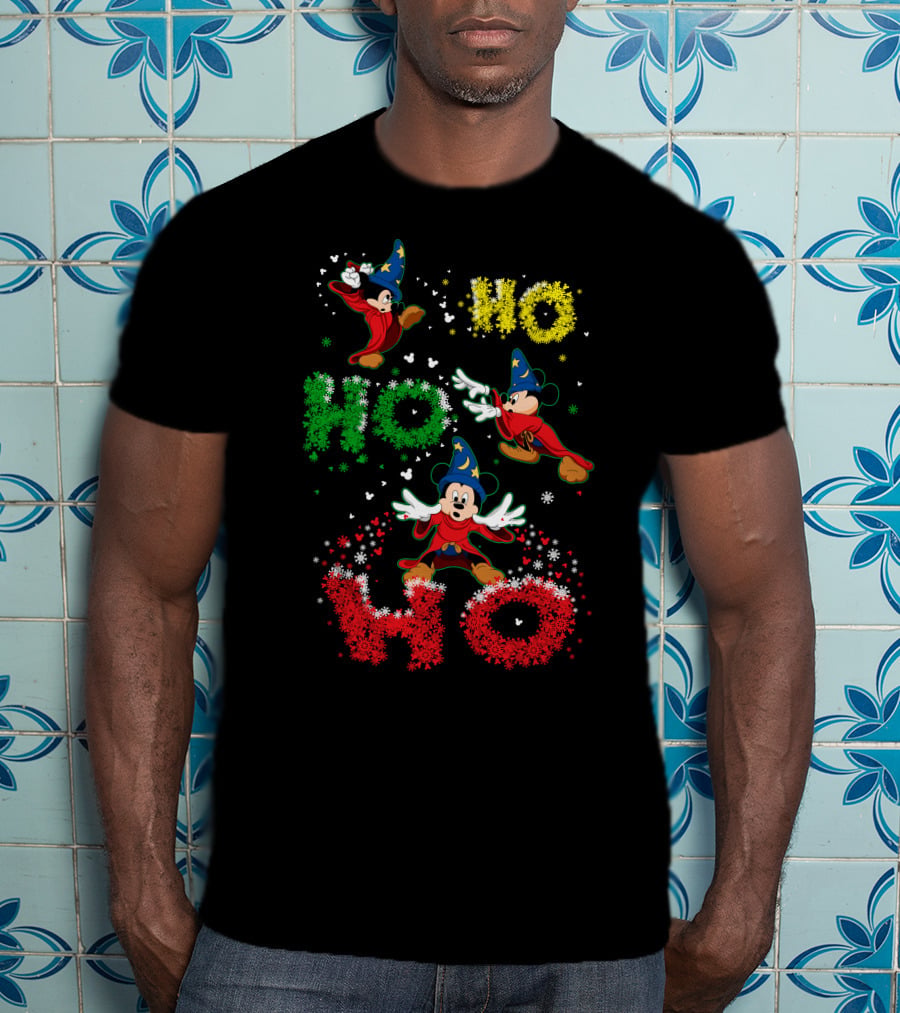 Merry Christmas 57 Mickey Mouse Fantasia Sorcerer's Apprentice Ho Ho Ho T-Shirt