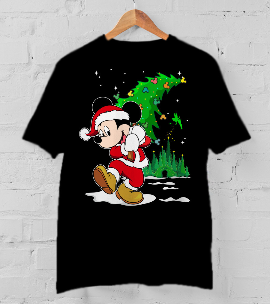 Merry Christmas Mickey Mouse Santa Magic Disney Tree T-Shirt