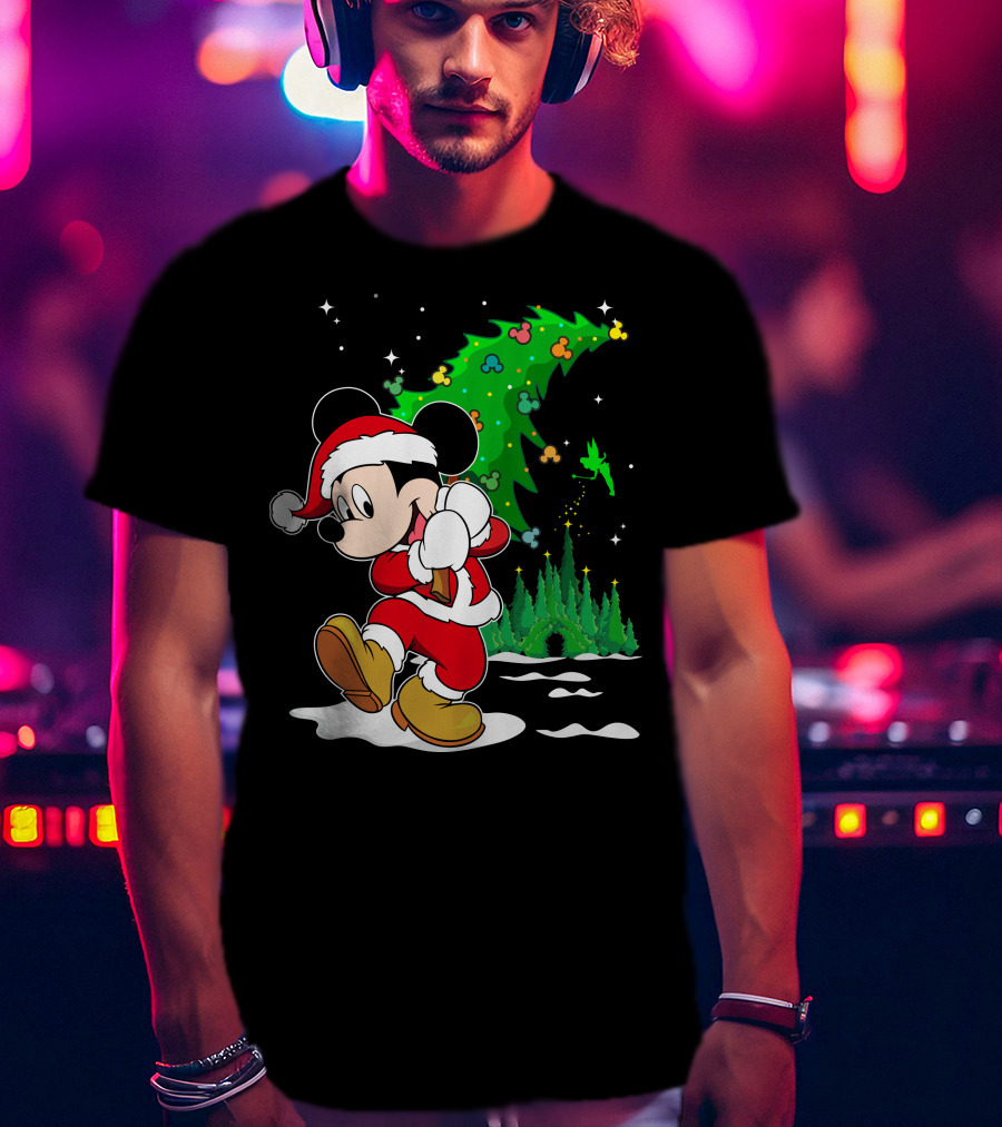 Merry Christmas Mickey Mouse Santa Magic Disney Tree T-Shirt