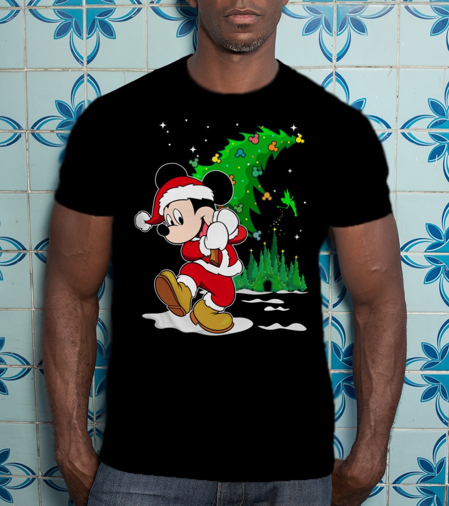 Merry Christmas Mickey Mouse Santa Magic Disney Tree T-Shirt