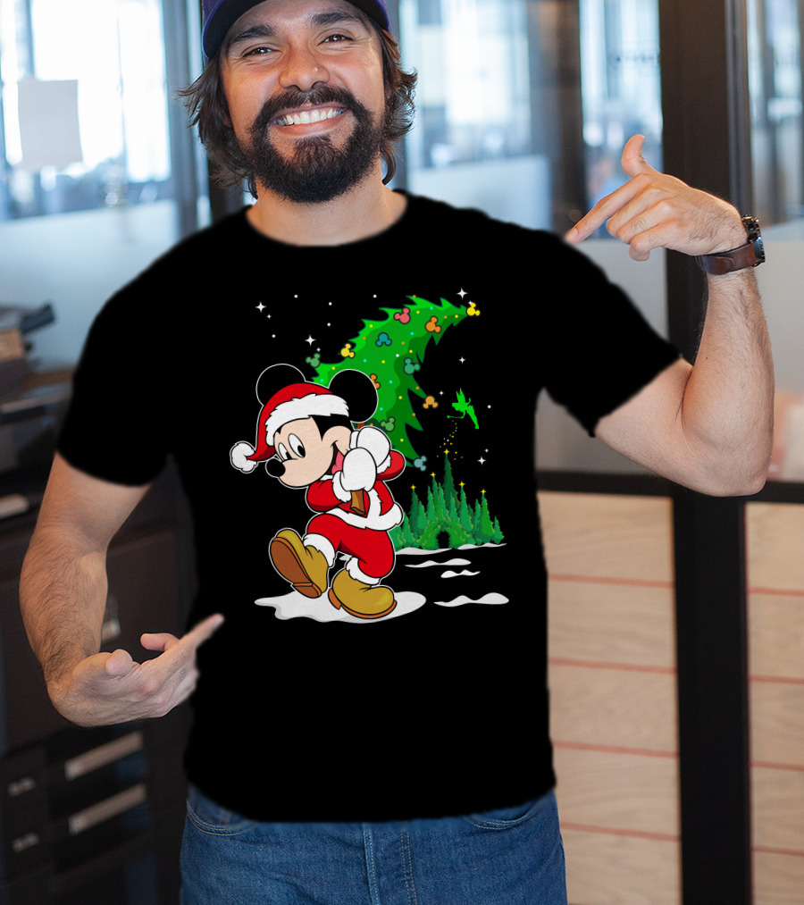 Merry Christmas Mickey Mouse Santa Magic Disney Tree T-Shirt