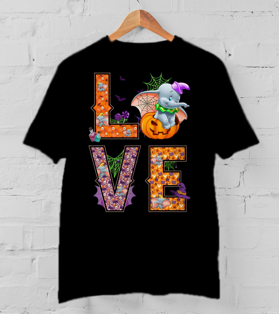 Love Dumbo Halloween Pumpkin Spiderweb Costume T-Shirt