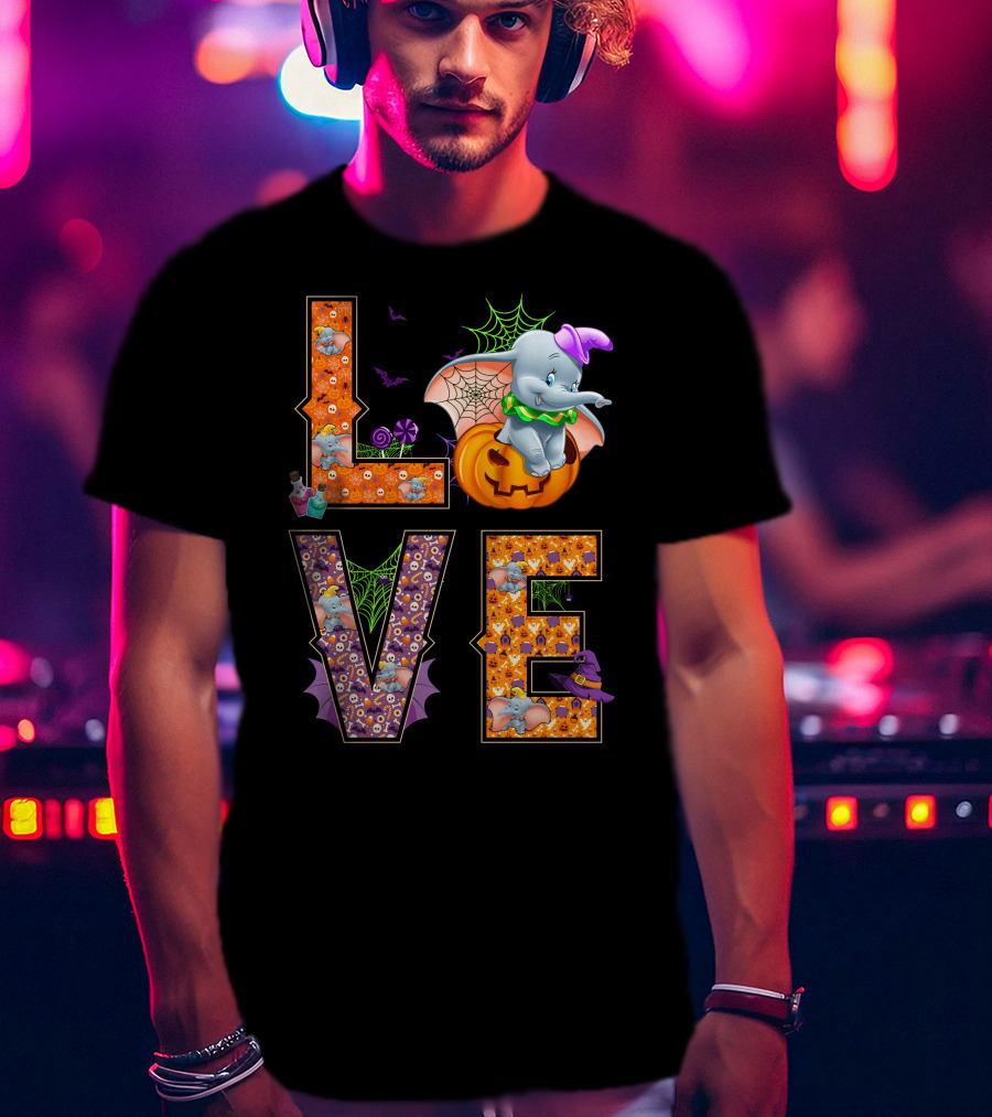 Love Dumbo Halloween Pumpkin Spiderweb Costume T-Shirt