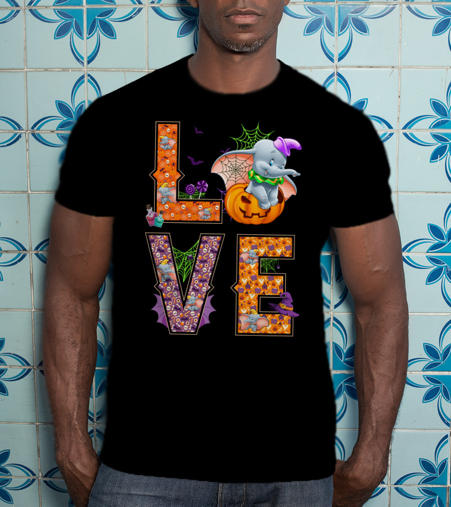 Love Dumbo Halloween Pumpkin Spiderweb Costume T-Shirt