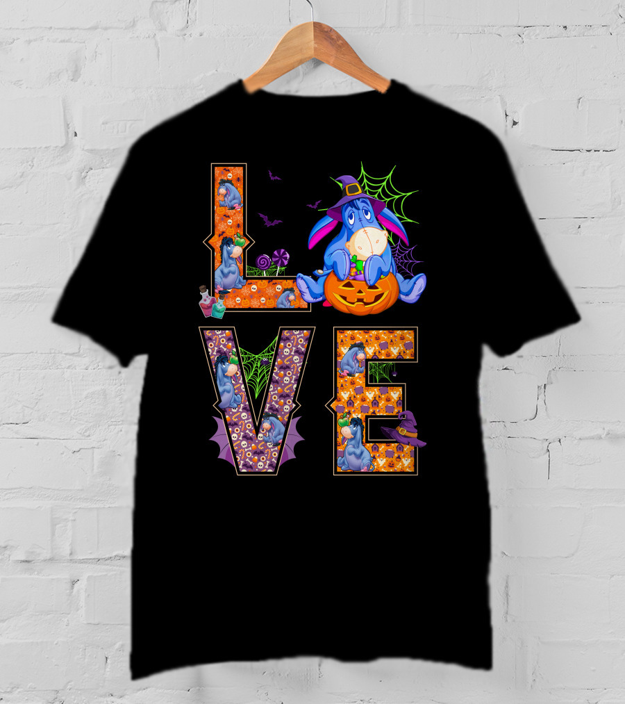 Eeyore Halloween Love Pumpkin Witch Hat Web T-Shirt