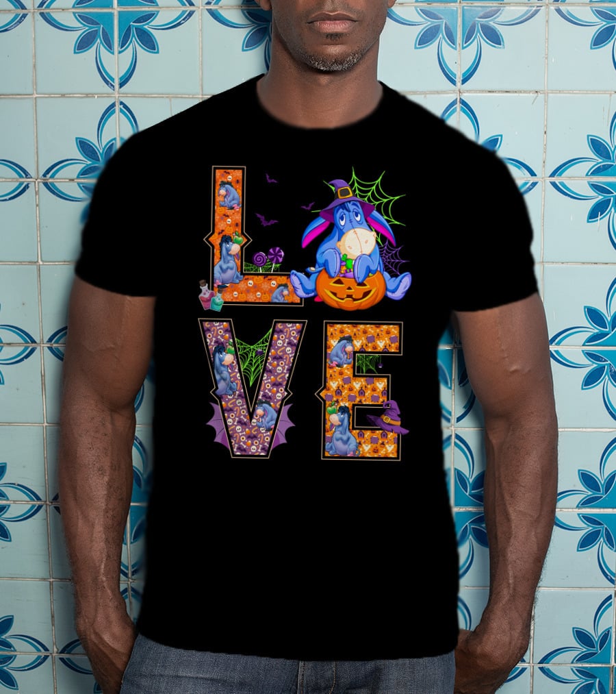 Eeyore Halloween Love Pumpkin Witch Hat Web T-Shirt