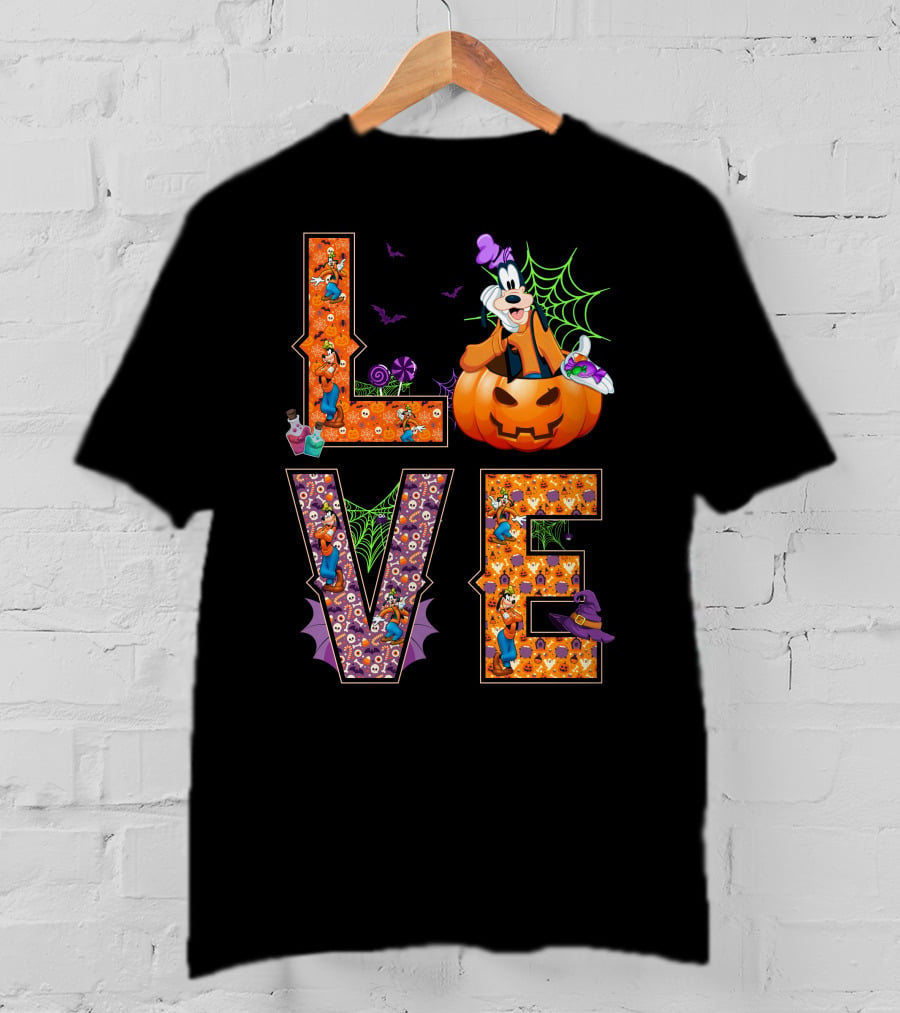 Goofy Halloween Love Pumpkin Spiderweb Bats T-Shirt
