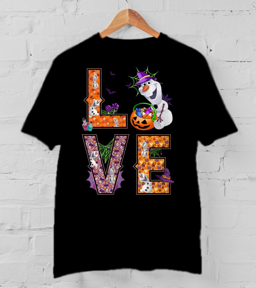 Love Halloween Olaf Candy Pumpkin Frozen Theme T-Shirt