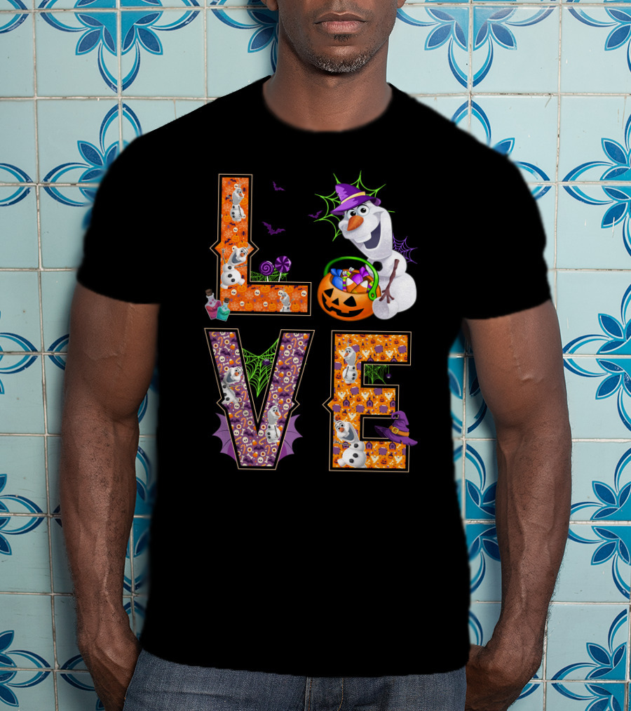 Love Halloween Olaf Candy Pumpkin Frozen Theme T-Shirt