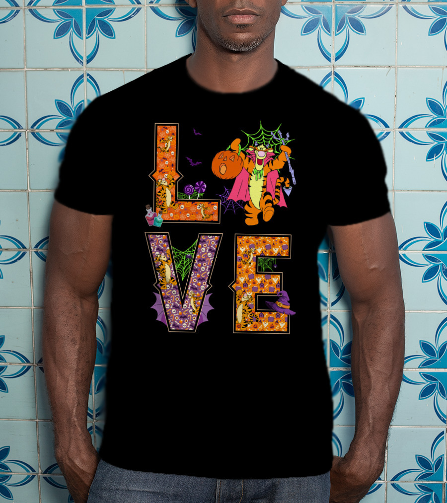 Tigger Halloween Love Pumpkin Costume Spiderwebs T-Shirt