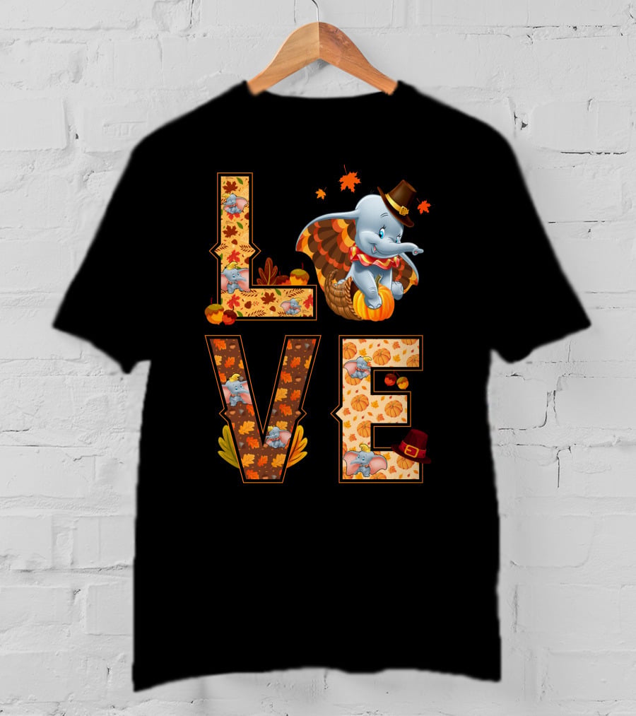 Love Dumbo Thanksgiving Autumn Theme T-Shirt