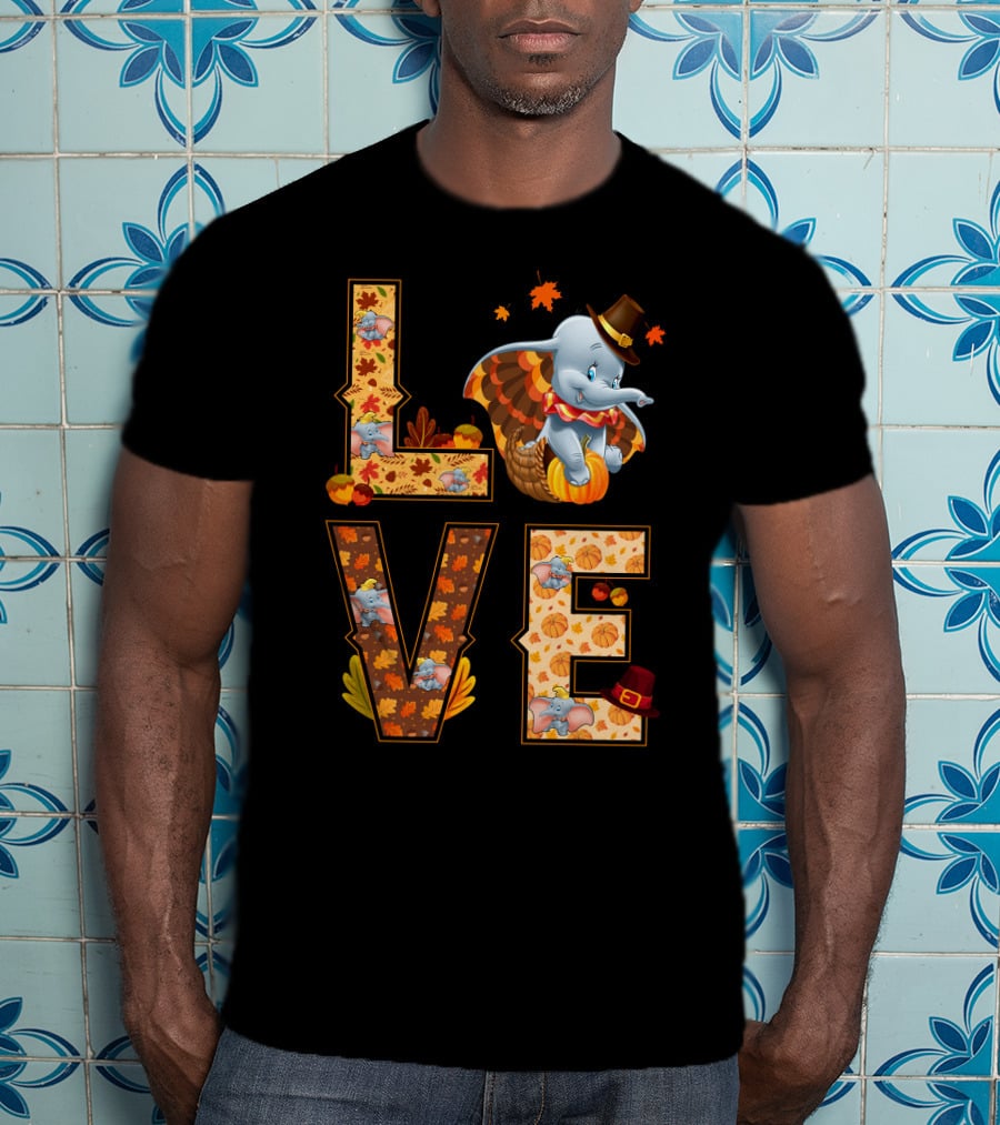 Love Dumbo Thanksgiving Autumn Theme T-Shirt
