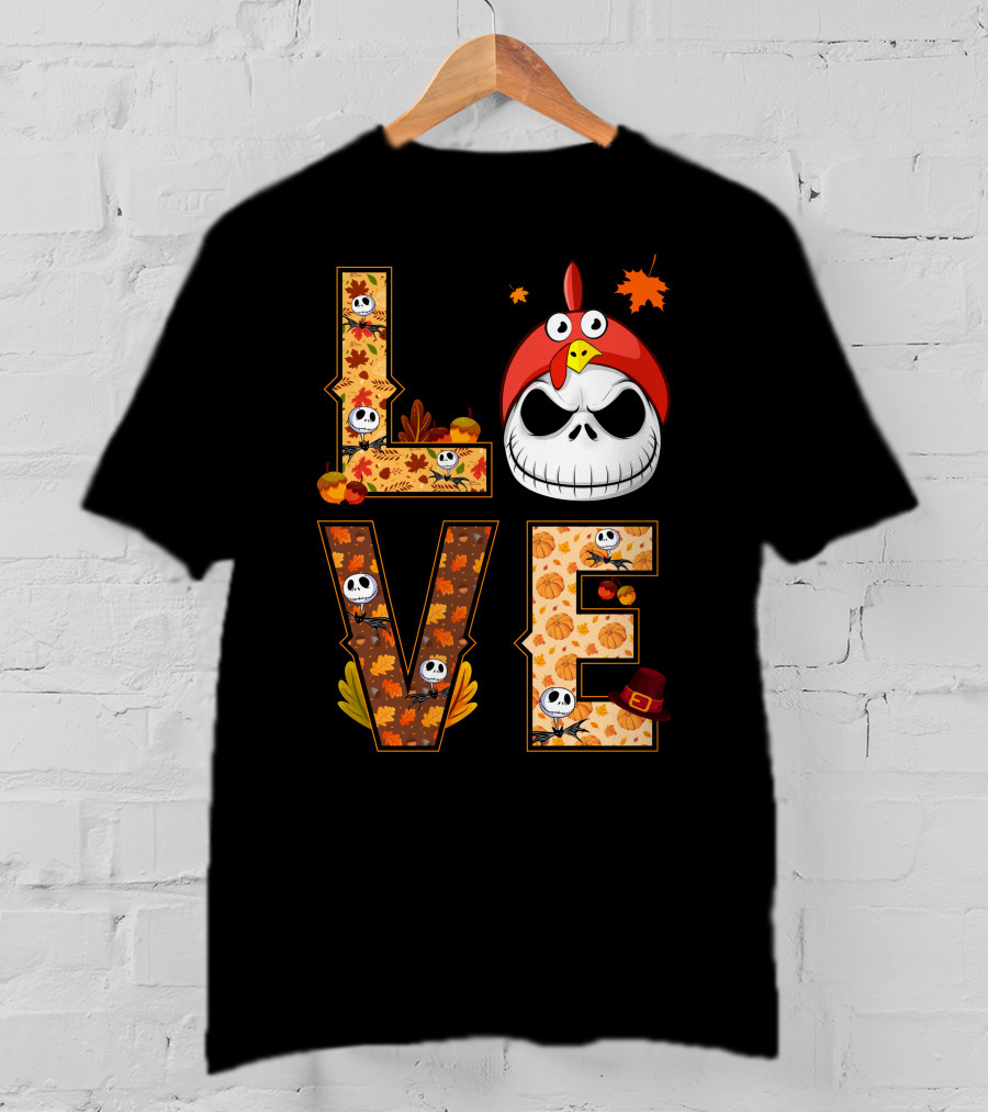 Love Jack Skellington Fall Pumpkin Thanksgiving T-Shirt