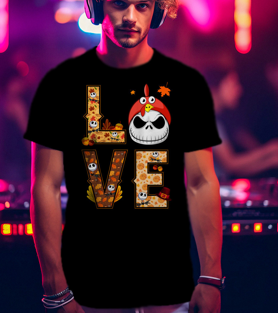 Love Jack Skellington Fall Pumpkin Thanksgiving T-Shirt