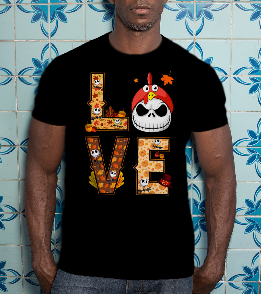 Love Jack Skellington Fall Pumpkin Thanksgiving T-Shirt