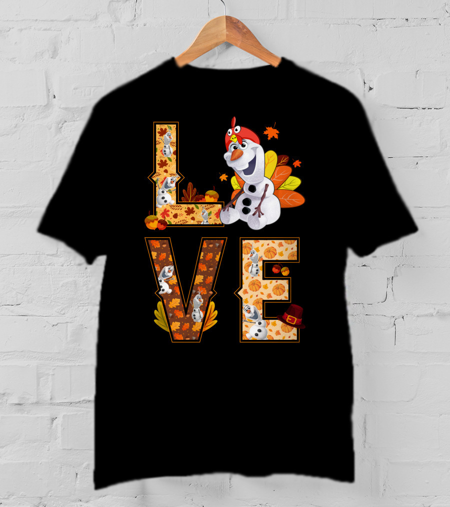 Love Olaf Thanksgiving Autumn Leaves Costume T-Shirt