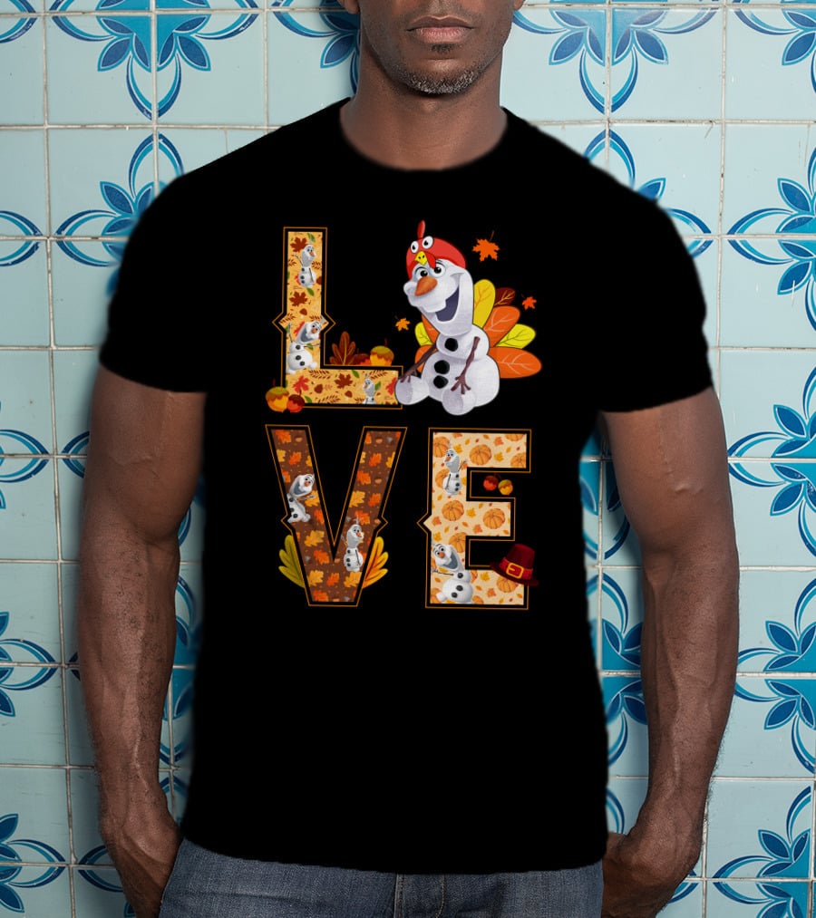 Love Olaf Thanksgiving Autumn Leaves Costume T-Shirt