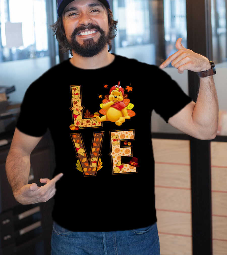 Love Pooh Fall Thanksgiving Theme T-Shirt