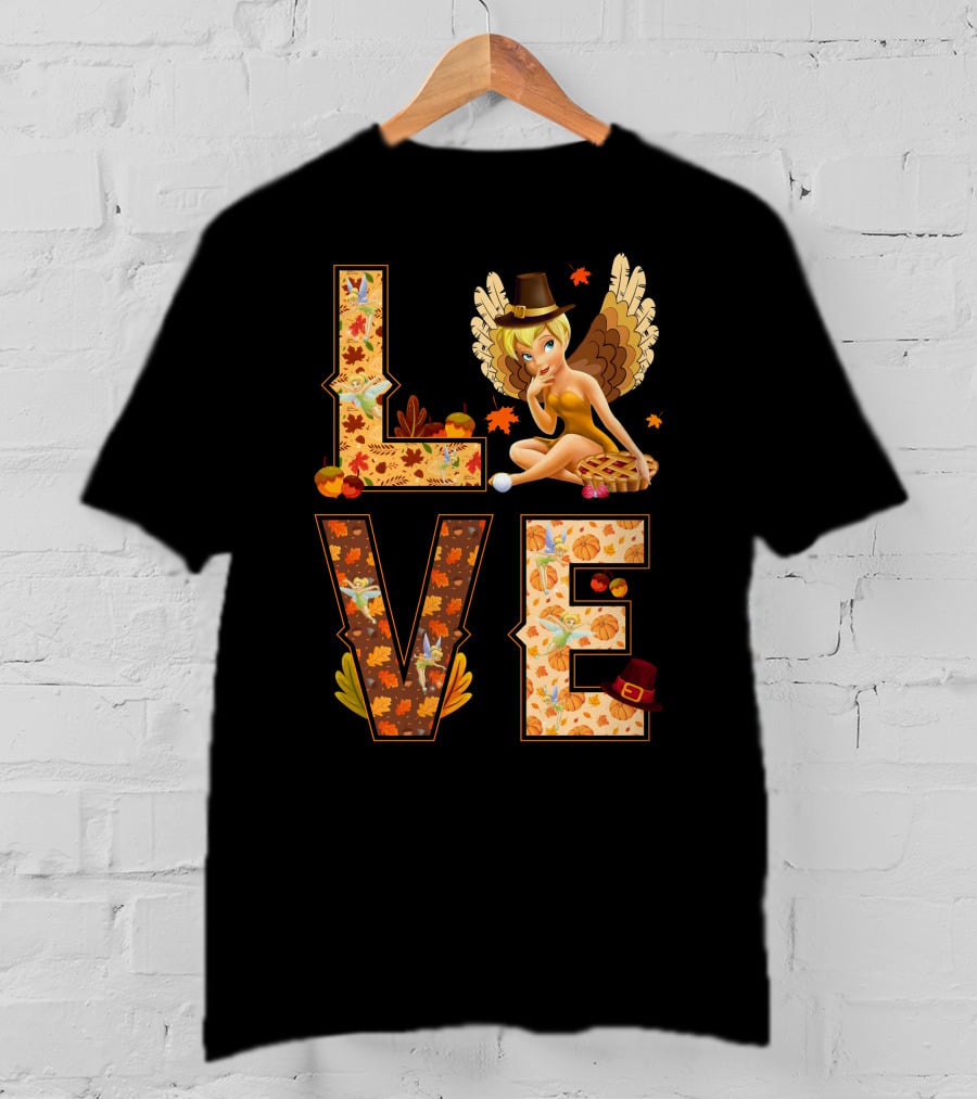 Love Tinkerbell Thanksgiving Autumn Theme T-Shirt